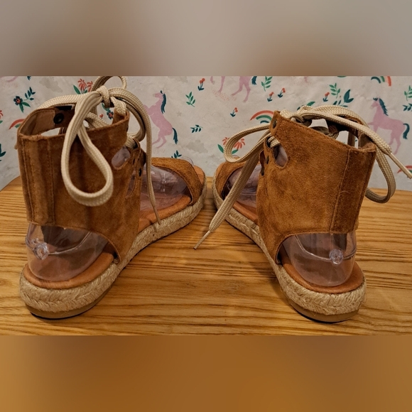 Anthropologie Maypole Tan Suede Jute Casual Boho Neutral Espadrille Sandal SZ 6 - Picture 4 of 7